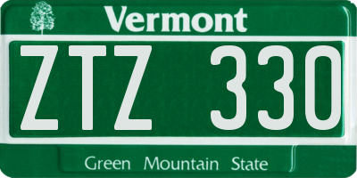 VT license plate ZTZ330