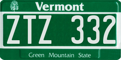 VT license plate ZTZ332