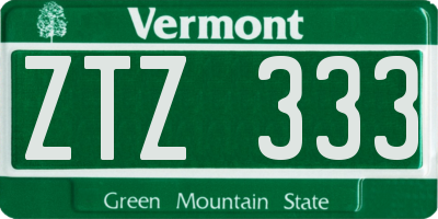 VT license plate ZTZ333