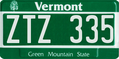 VT license plate ZTZ335