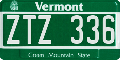 VT license plate ZTZ336