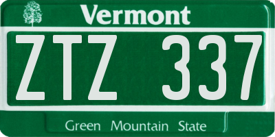 VT license plate ZTZ337