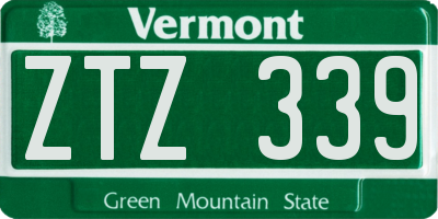 VT license plate ZTZ339