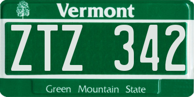 VT license plate ZTZ342