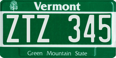 VT license plate ZTZ345