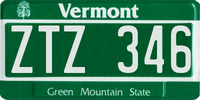 VT license plate ZTZ346