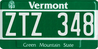 VT license plate ZTZ348
