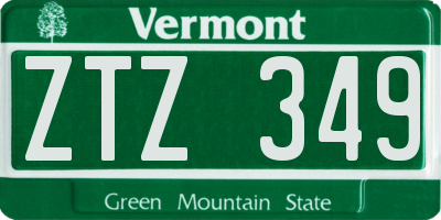 VT license plate ZTZ349