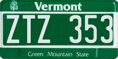 VT license plate ZTZ353