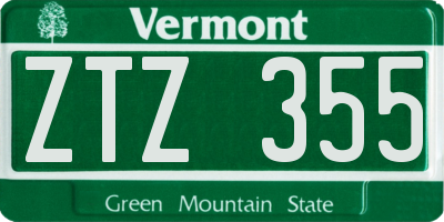 VT license plate ZTZ355