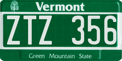 VT license plate ZTZ356