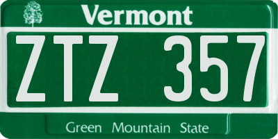 VT license plate ZTZ357
