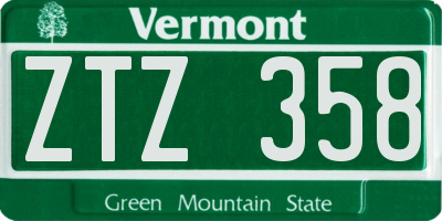 VT license plate ZTZ358