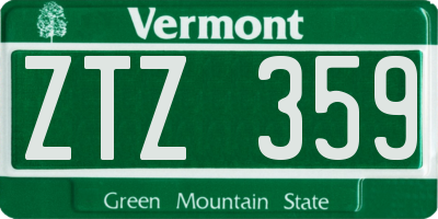 VT license plate ZTZ359