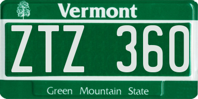 VT license plate ZTZ360