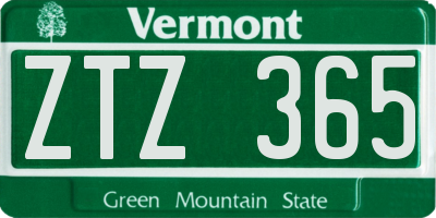 VT license plate ZTZ365