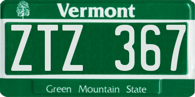 VT license plate ZTZ367
