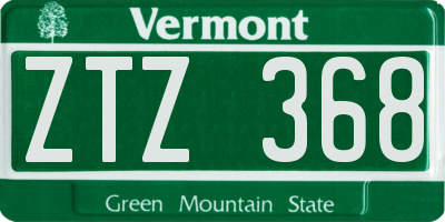 VT license plate ZTZ368