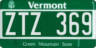 VT license plate ZTZ369
