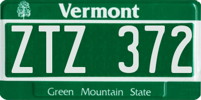 VT license plate ZTZ372