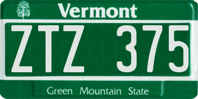 VT license plate ZTZ375