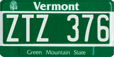 VT license plate ZTZ376