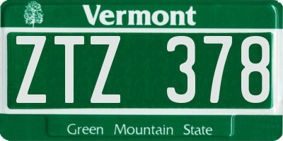 VT license plate ZTZ378
