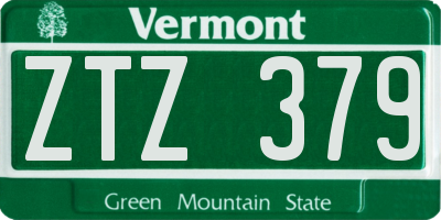 VT license plate ZTZ379