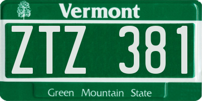 VT license plate ZTZ381