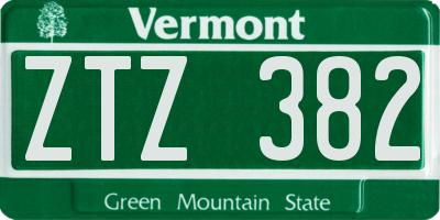 VT license plate ZTZ382