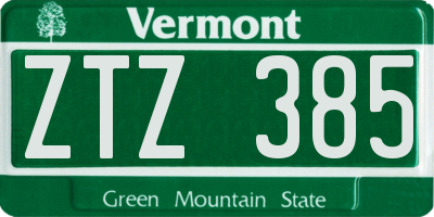 VT license plate ZTZ385
