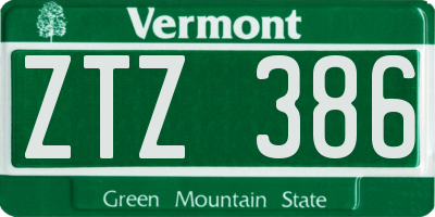 VT license plate ZTZ386