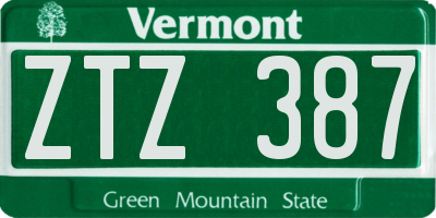 VT license plate ZTZ387