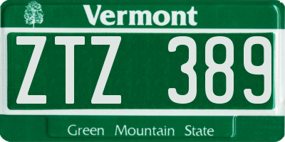 VT license plate ZTZ389