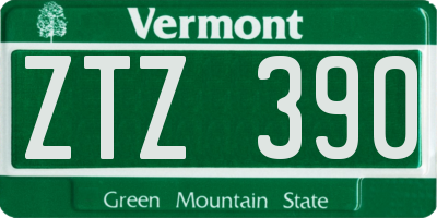 VT license plate ZTZ390
