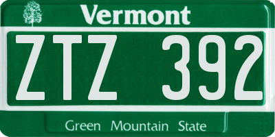 VT license plate ZTZ392