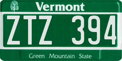 VT license plate ZTZ394