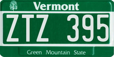 VT license plate ZTZ395