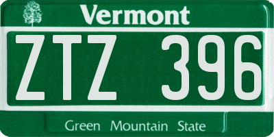 VT license plate ZTZ396