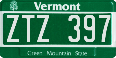 VT license plate ZTZ397
