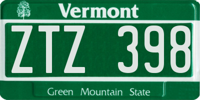 VT license plate ZTZ398