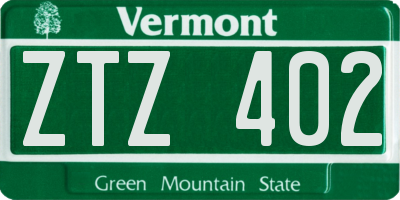 VT license plate ZTZ402