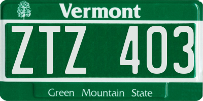 VT license plate ZTZ403
