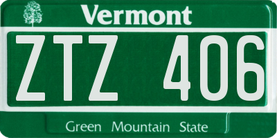 VT license plate ZTZ406