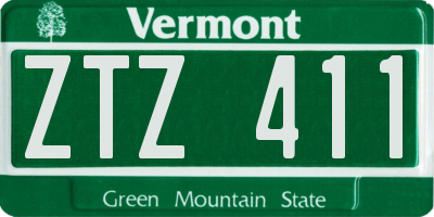 VT license plate ZTZ411