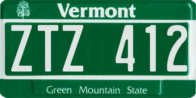 VT license plate ZTZ412