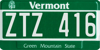 VT license plate ZTZ416