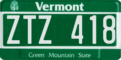 VT license plate ZTZ418