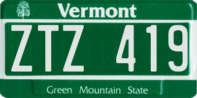 VT license plate ZTZ419