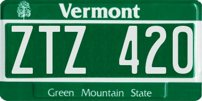 VT license plate ZTZ420